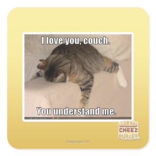 I love you, couch. square sticker