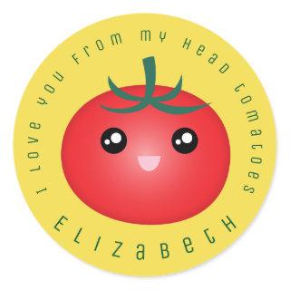 I Love You From My Head Tomatoes Funny Food Pun Classic Round Sticker