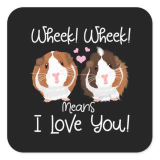 I Love You Guinea Pig Cavy Roddent Square Sticker
