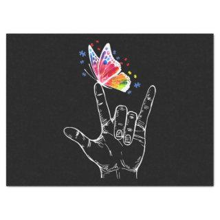 I Love You Hand Sign Language Butterfly Autism Tissue Paper