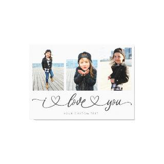 I Love You Modern Heart Script Photo Collage Canvas Print