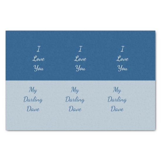I Love You My Darling Blue Color block Tissue Paper
