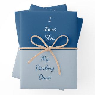 I Love You My Darling Blue Color block  Sheets