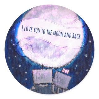 I Love You To The Moon & Back Robots Classic Round Sticker