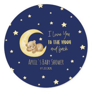 I Love You To The Moon Teddy Bear Baby Shower Classic Round Sticker