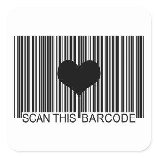 I MISS YOU BARCODE SQUARE STICKER