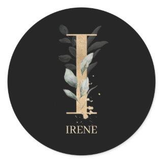 I Monogram Floral Personalized Classic Round Sticker