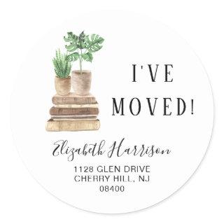 I Moved Boho Plants Return Address Classic Round Sticker