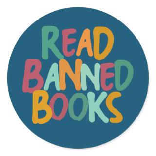 I Read Banned Books Reading Bookworm  Classic Round Sticker
