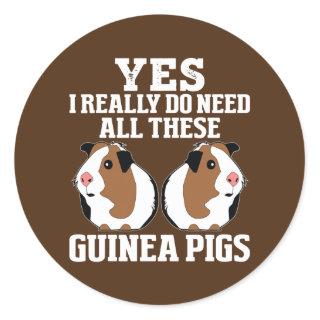 I Really Need Guinea Pig Lover Funny Girls Women Classic Round Sticker