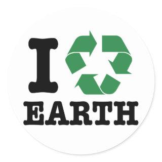 I Recycle Earth Classic Round Sticker