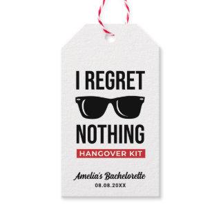 I Regret Nothing Bachelorette Party Hangover Kit  Gift Tags