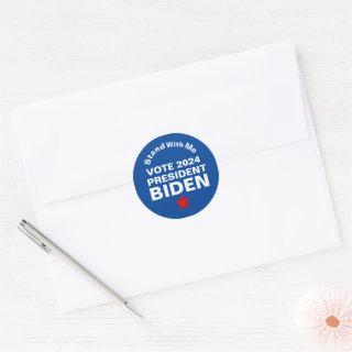 I Support President Biden Blue White Red Star Classic Round Sticker