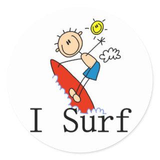 I Surf T-shirts and Gifts Classic Round Sticker