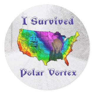 I Survived Polar Vortex Classic Round Sticker