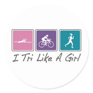 i tri like a girl (Triathlete) Classic Round Sticker