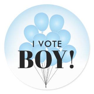 I Vote Boy Blue Balloons Gender Reveal Party Classic Round Sticker