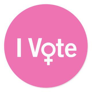 I Vote Sticker - White on Pink (Customizable)