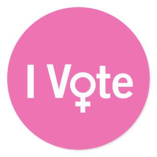 I Vote Sticker - White on Pink (Customizable)