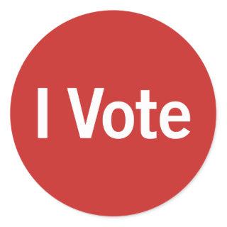 I Vote Sticker - White on Red (Customizable)