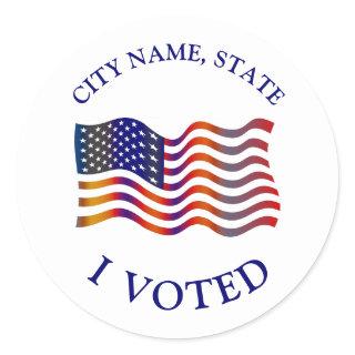 I Voted American Flag Red White Blue Election Classic Round Sticker