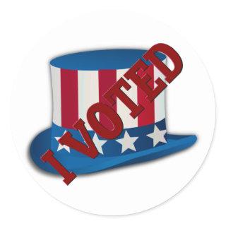 I Voted Election American Hat Red White Blue Classic Round Sticker