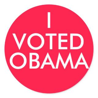 I, VOTED, OBAMA CLASSIC ROUND STICKER