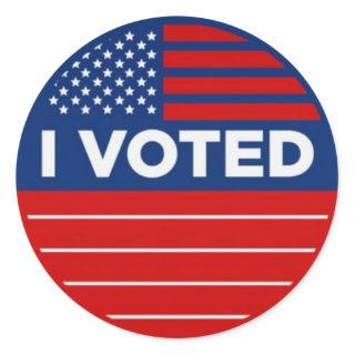 I VOTED Red White and Blue Vote Political Classic Round Sticker
