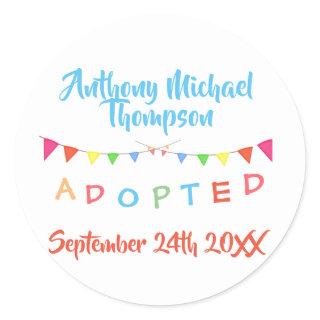 I was Adopted Banners Custom Name-Date Classic Round Sticker
