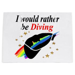 I WOULD RATHER BE DIVING DIVER GIRL DESIGN LARGE GIFT BAG