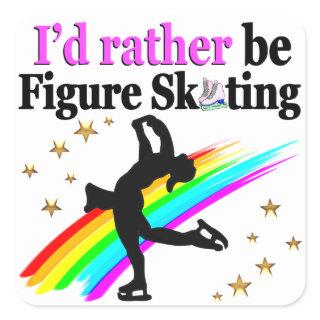 I WOULD RATHER BE FIGURE SKATING SQUARE STICKER
