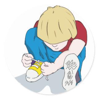 Ian Tying Shoes Classic Round Sticker