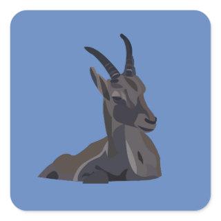 Ibex Goat Animal Art Square Sticker