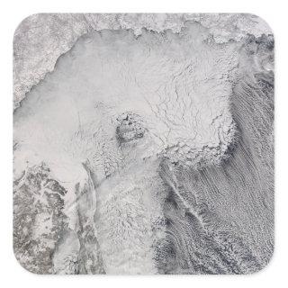Ice and cloud streets in the Sea of Okhotsk Square Sticker