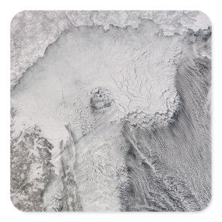 Ice and cloud streets in the Sea of Okhotsk Square Sticker