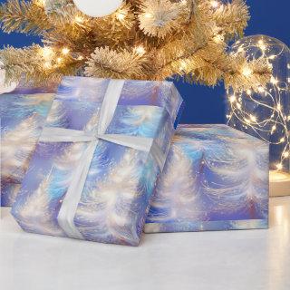 Ice Blue and Gold Trees Modern Christmas