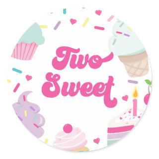 Ice Cream and Cake Two Sweet 2nd Birthday Classic Round Sticker