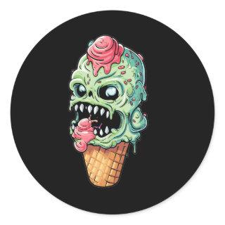 ice-cream-cone-with-little-monster-collection (4) classic round sticker