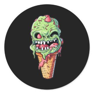 ice-cream-cone-with-little-monster-collection(7) classic round sticker