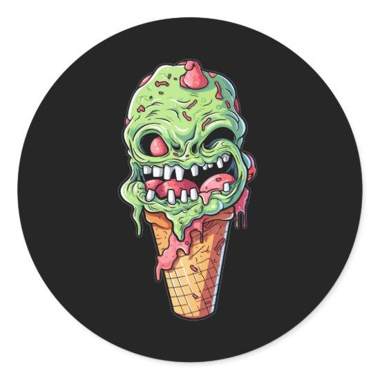 ice-cream-cone-with-little-monster-collection(7) classic round sticker
