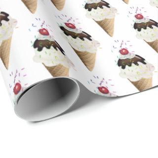 Ice Cream Cones On White