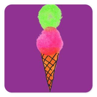 Ice cream pop art square sticker