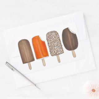 Ice Cream Pops Bars Popsicle Creamsicle Picnic Rectangular Sticker