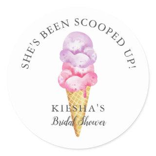 Ice Cream Scooped Up Bridal Shower Favor Classic Round Sticker