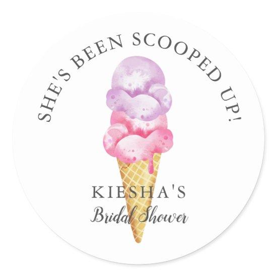 Ice Cream Scooped Up Bridal Shower Favor Classic Round Sticker