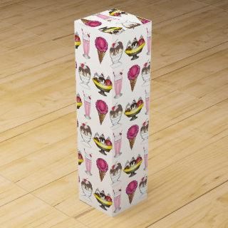 Ice Cream Social Banana Split Sundae Cone Shake Wine Box