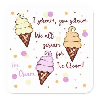 Ice Cream Square Sticker