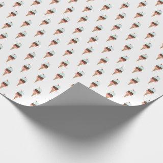 Ice cream triple scoop pink pattern gift wrap