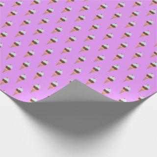 Ice cream triple scoop purple pattern gift wrap