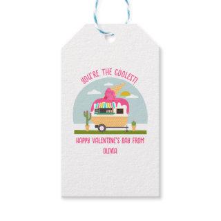 Ice Cream Truck Pink Classroom Valentine  Gift Tags